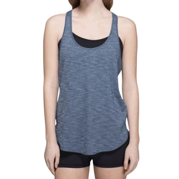 LULULEMON ATHLETICA 105 F Singlet Tank Top in Heathered Hawk Blue Size 6 - Picture 2 of 4